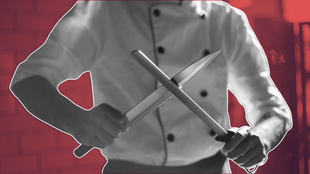 Chef with knife, free salary negotiator for chefs