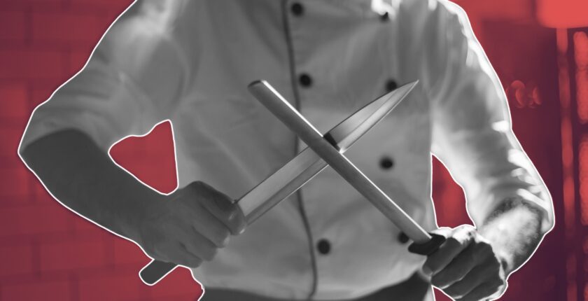 Chef with knife, free salary negotiator for chefs