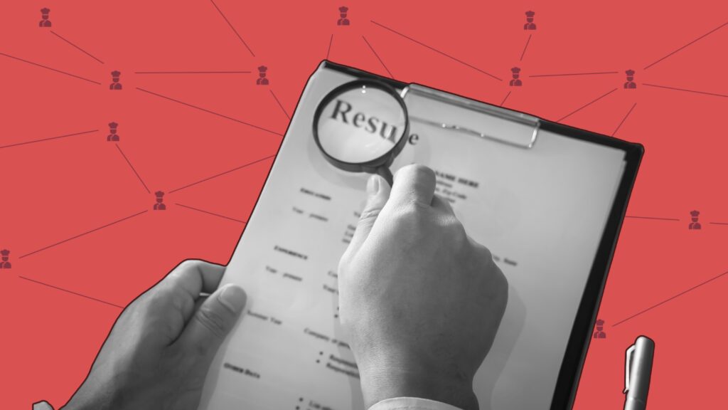 Chef scanning ghost jobs in the chef industry with worried expression