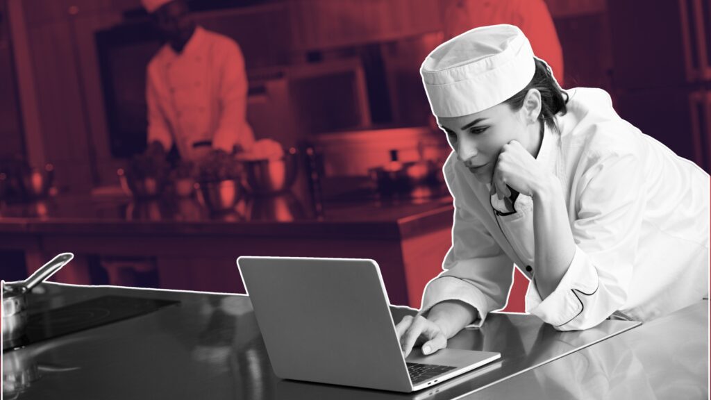 Chefs using hospitality technology in a commercial kitchen to how to stay current with technology trends in the hospitality industry