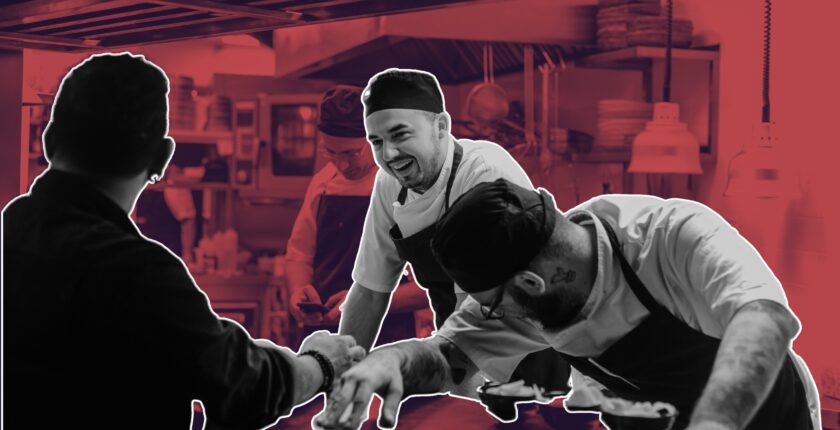 Hospitality manager coaching staff on conflict handling