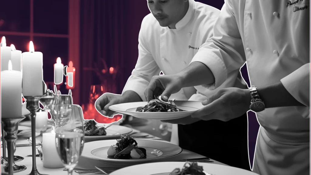 Private chef preparing a custom menu at an event
