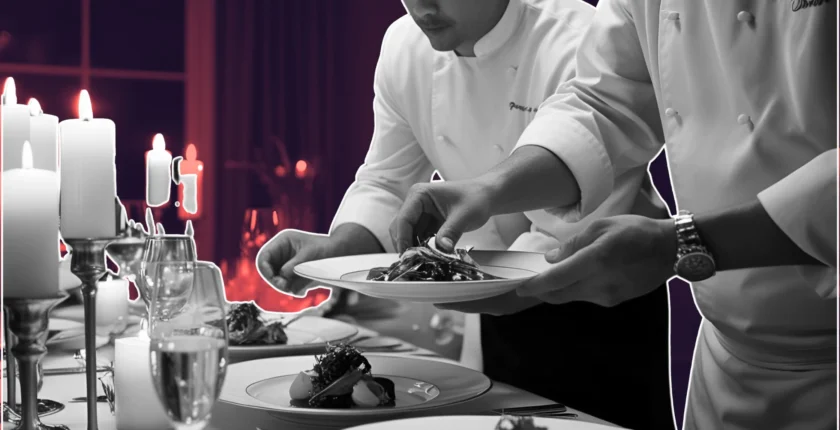 Private chef preparing a custom menu at an event
