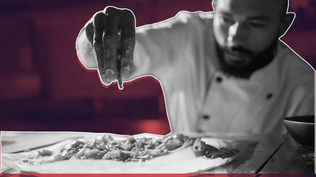 restaurant email campaign open on laptop with food in background