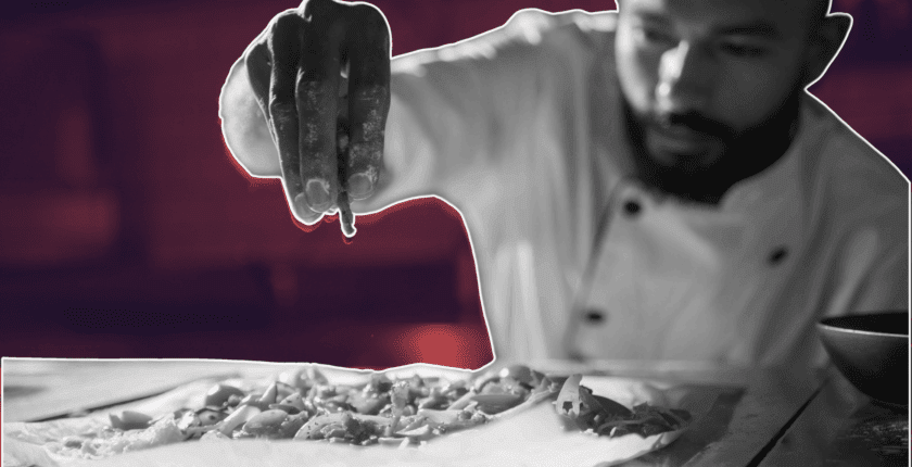 restaurant email campaign open on laptop with food in background