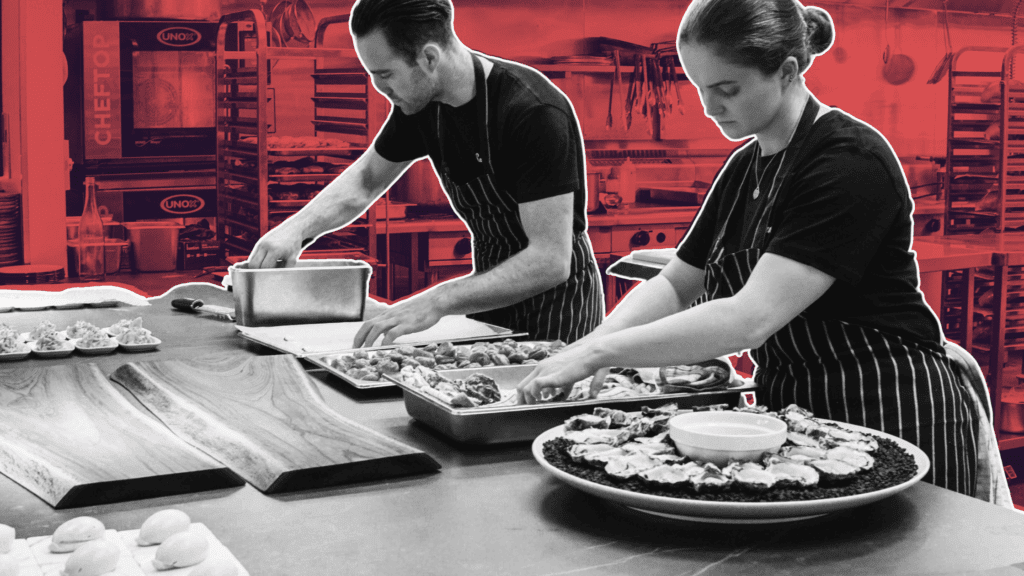 client and chef retention email kit UK on laptop screen with hospitality agency workspace