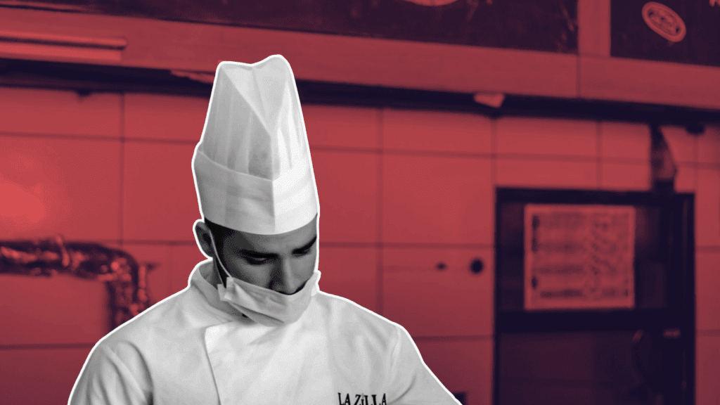 UK chef sharing experiences in a commercial kitchen